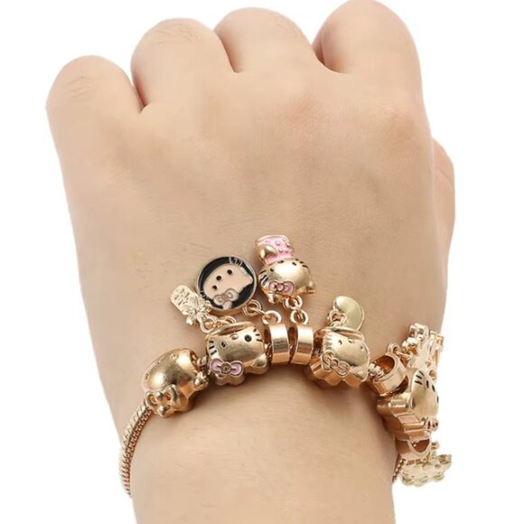 Hello Kitty Gold-Tone Charm Bracelet – Love, Ice Cream & Heart Charms - Picture 5 of 5